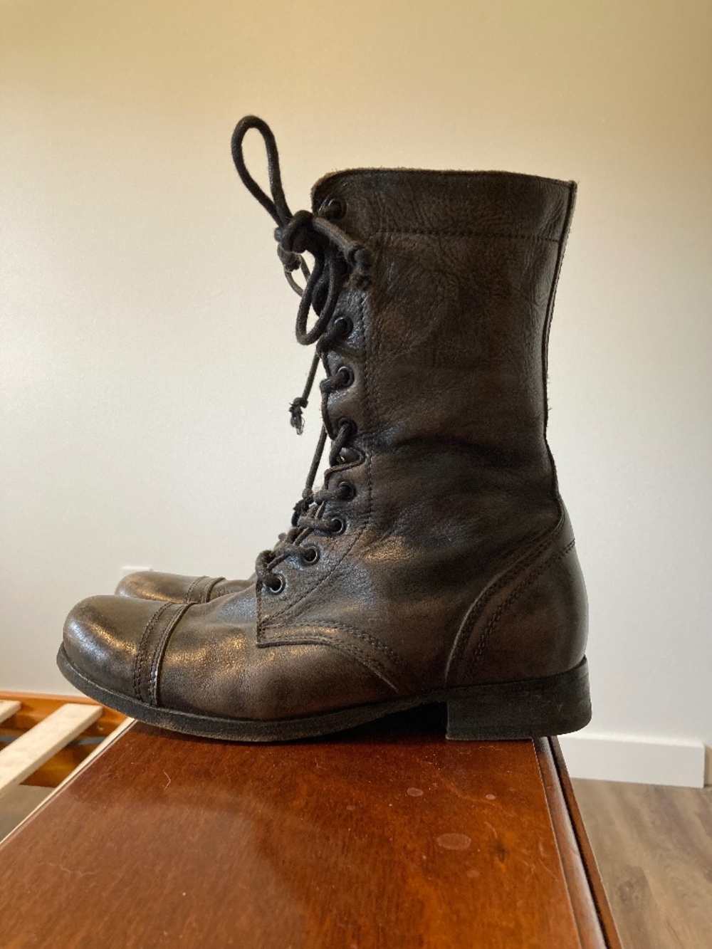 All Saints Distressed Black Leather Boots